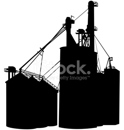 420x439 Grain Silo Silhouette Stock Vector