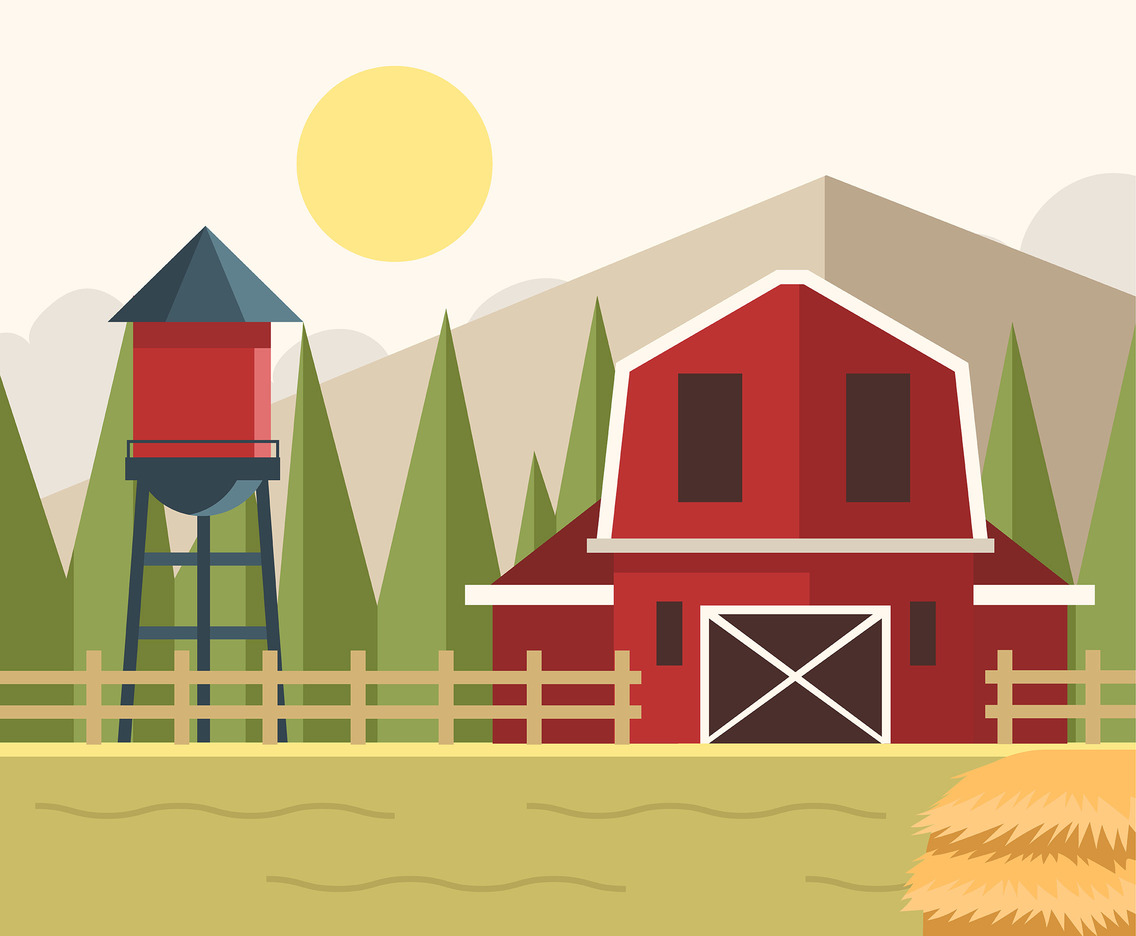 1136x936 Ranch With Silo Vector Vector Art Graphics