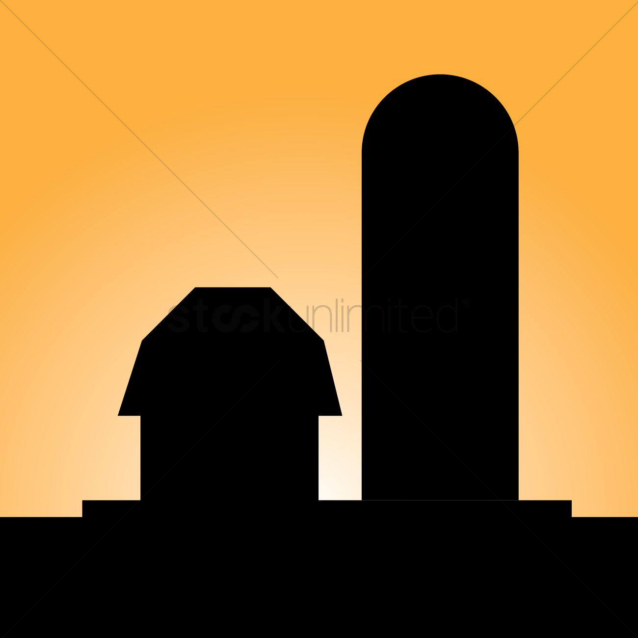 1300x1300 Silhouette Of A Barn And Silo Vector Image