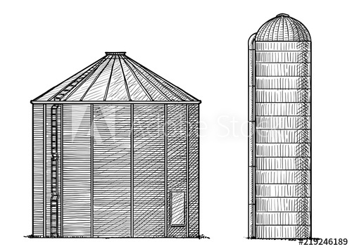 500x354 Silo Illustration, Drawing, Engraving, Ink, Line Art, Vector