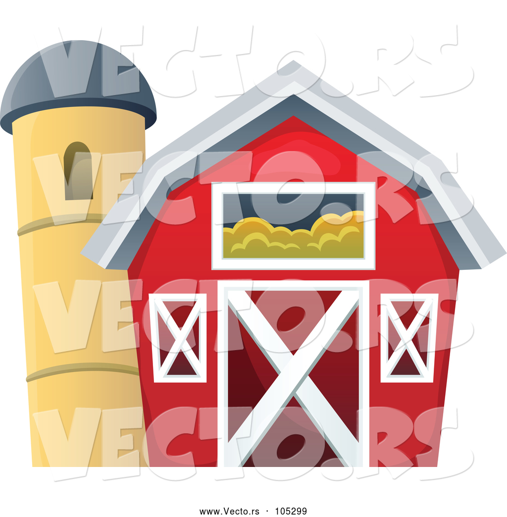 1024x1044 Vector Of Red Barn Beside Silo