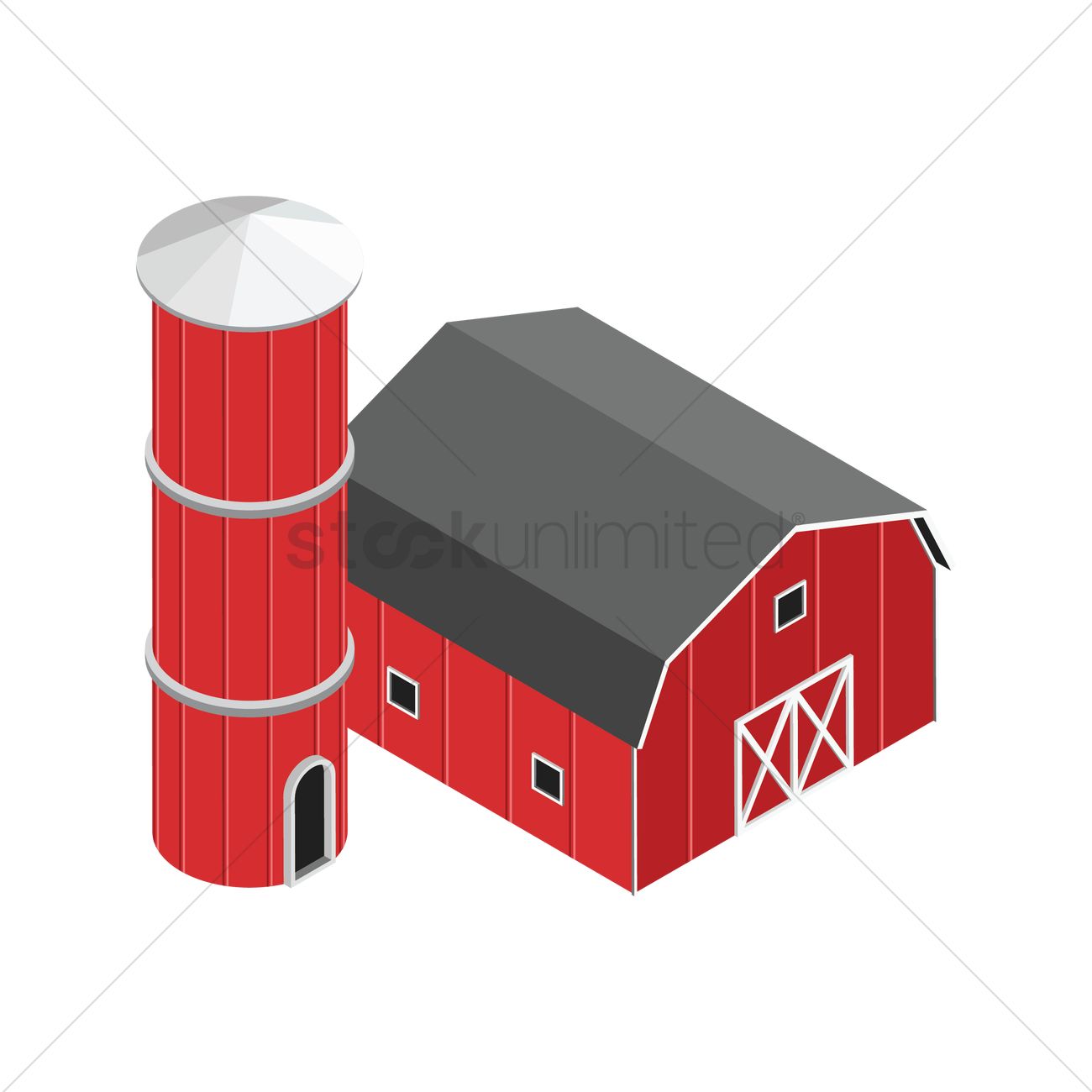 1300x1300 Barn And Silo Vector Image
