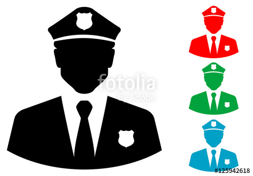 500x348 Icono Plano Silueta Policia Varios Colores Stock Image