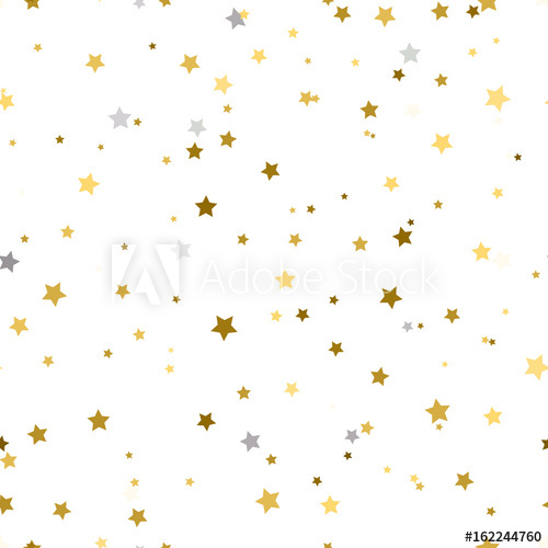 500x500 Holiday Background, Seamless Pattern With Stars Gold And Silver