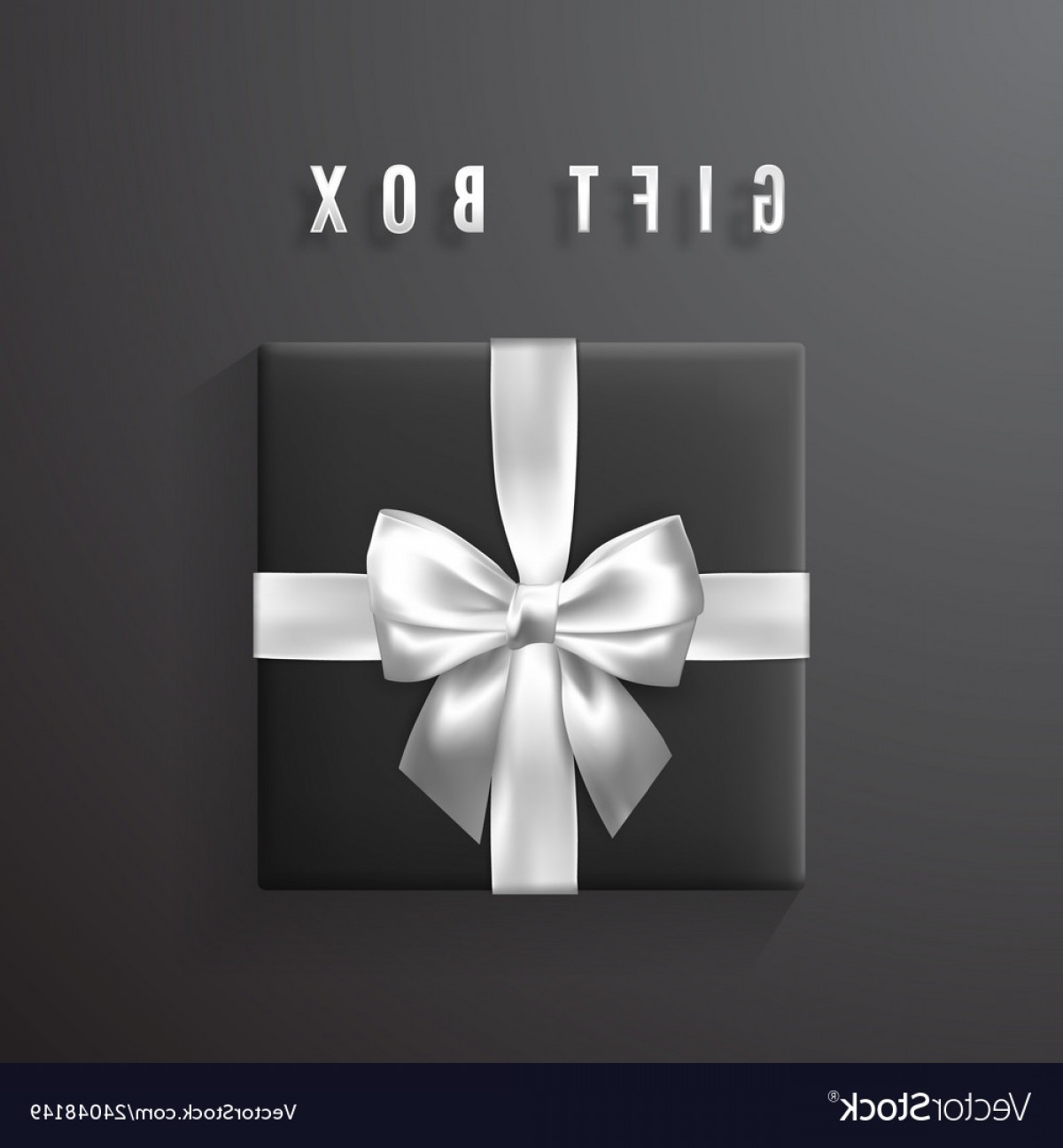 1200x1296 Black Gift Box With White Silver Bow And Ribbon Vector Soidergi