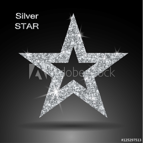500x500 Silver Star Vector Banner Silver Glitter Template Card, Vip