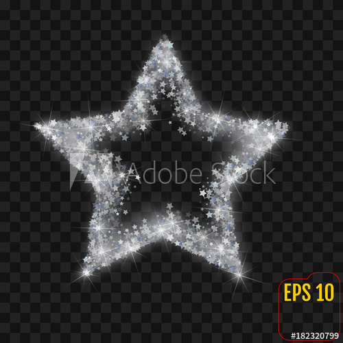 500x500 Glitter Stylish Silver Star, Vector Composition For Glamour Design