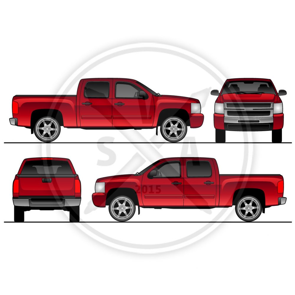 999x999 Silverado Crew Cab Pickup Truck Template