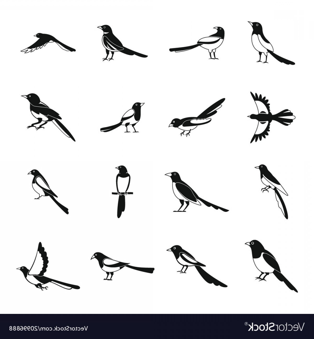 Magpie Crow Bird Icons Set Simple Style Vector Handandbeak 1200x1296 Magpie Crow Bird Icons Set Simple Style Vector Handandbeak