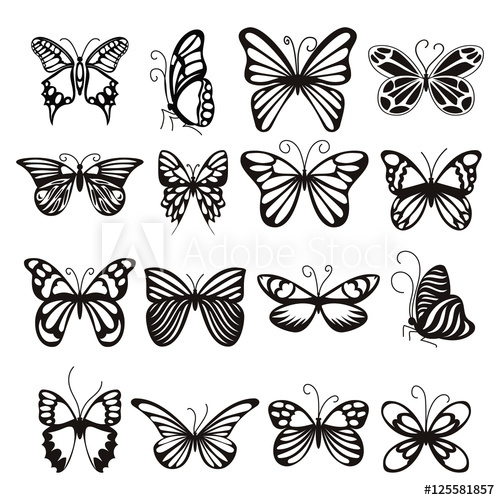 500x500 Butterfly Icons Set Simple Illustration Of Butterfly Vector
