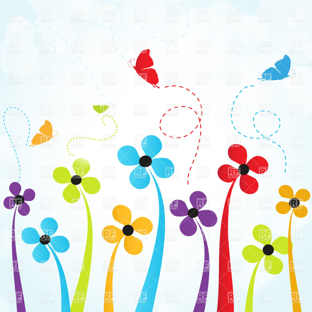 1200x1200 Simple Flowers And Butterflies Vector Image Of Plants And Animals