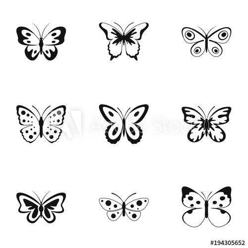 500x500 Beautiful Butterfly Icons Set Simple Set Of Beautiful Butterfly