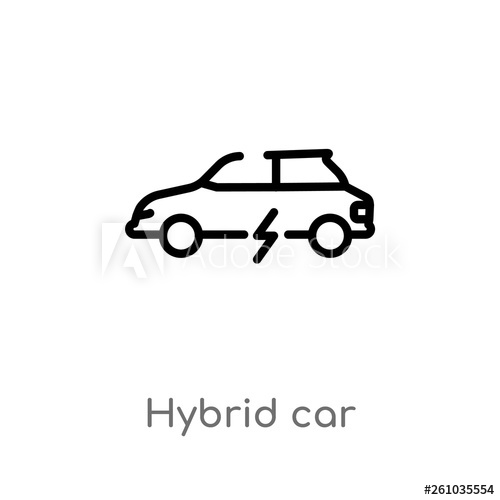 500x500 Outline Hybrid Car Vector Icon Isolated Black Simple Line Element