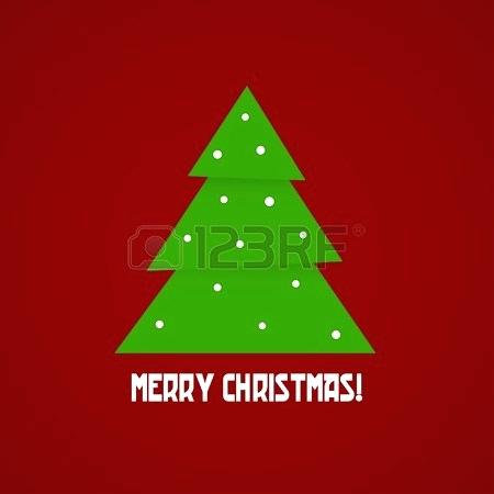 450x450 Simple Christmas Tree On Red Background Vector Illustration Stock