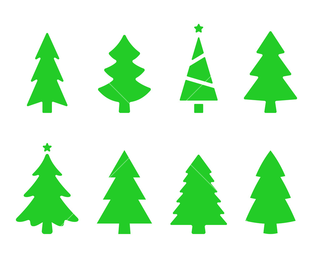1000x834 Vector Collection Of Christmas Trees Christmas Tree Silhouettes