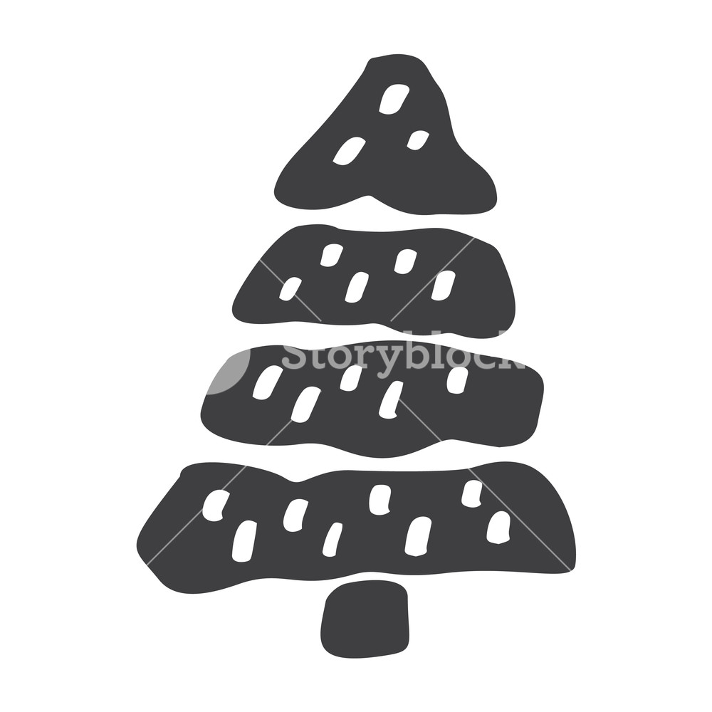 1000x1000 Christmas Tree Vector Icon Silhouette Shape Simple Contour Symbol