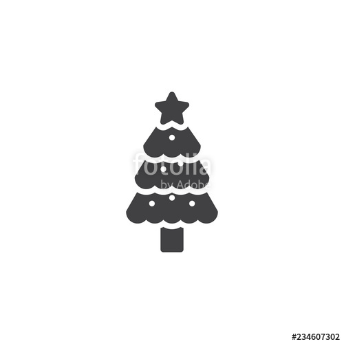 500x500 Decorated Christmas Tree Vector Icon Filled Flat Sign For Mobile