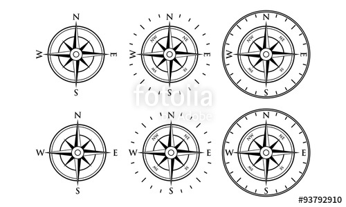 500x299 Simple Compass Rose Cardinal Icon Bundle Stock Image And Royalty