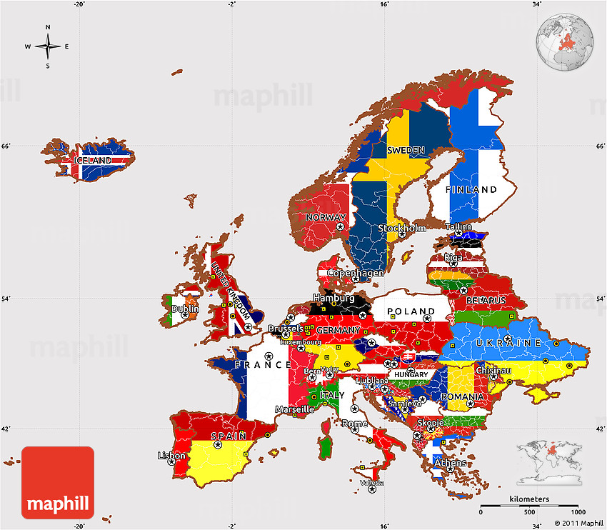 850x742 Flag Simple Map Of Europe