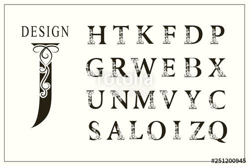 500x334 Set Of Elegant Capital Letters Vintage Logos Filigree Monograms