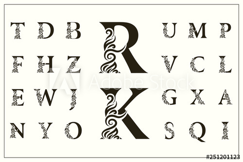 500x334 Set Of Stylish Capital Letters Vintage Logos Filigree Monograms
