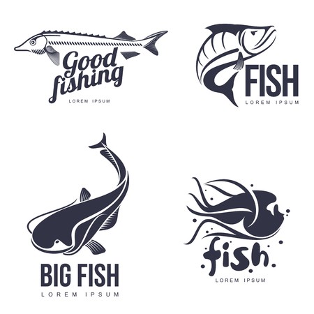 450x450 Set Logo Sea Fish Vector Illustration Of A Simple Flat, Isolated
