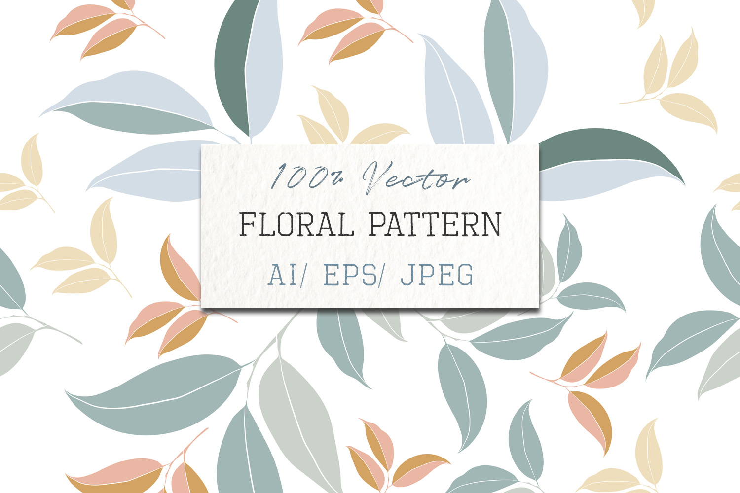 1500x1000 Floral Vector Clean Pattern With Simple Green Leafs