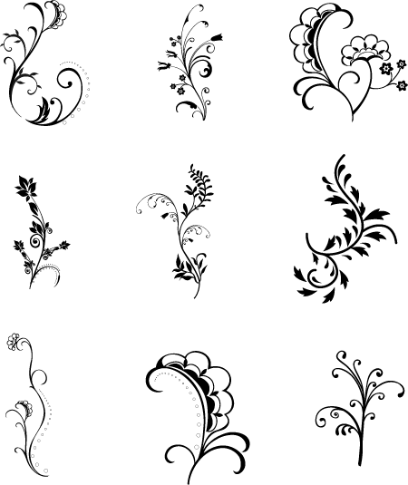 450x535 Floral Vector Set With Vector Leaves Handy Stuff For Graphic