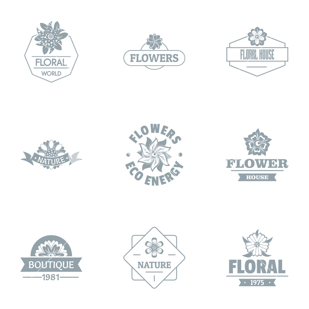 1000x1000 Florist Logo Set Simple Set Of Florist Vector Logo For Web