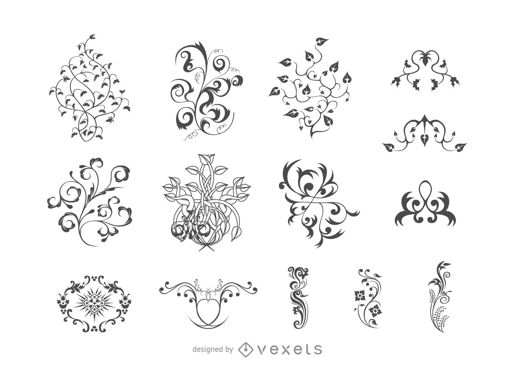 1701x1213 Simple Floral Ornament Set Vector Download Homes Tips