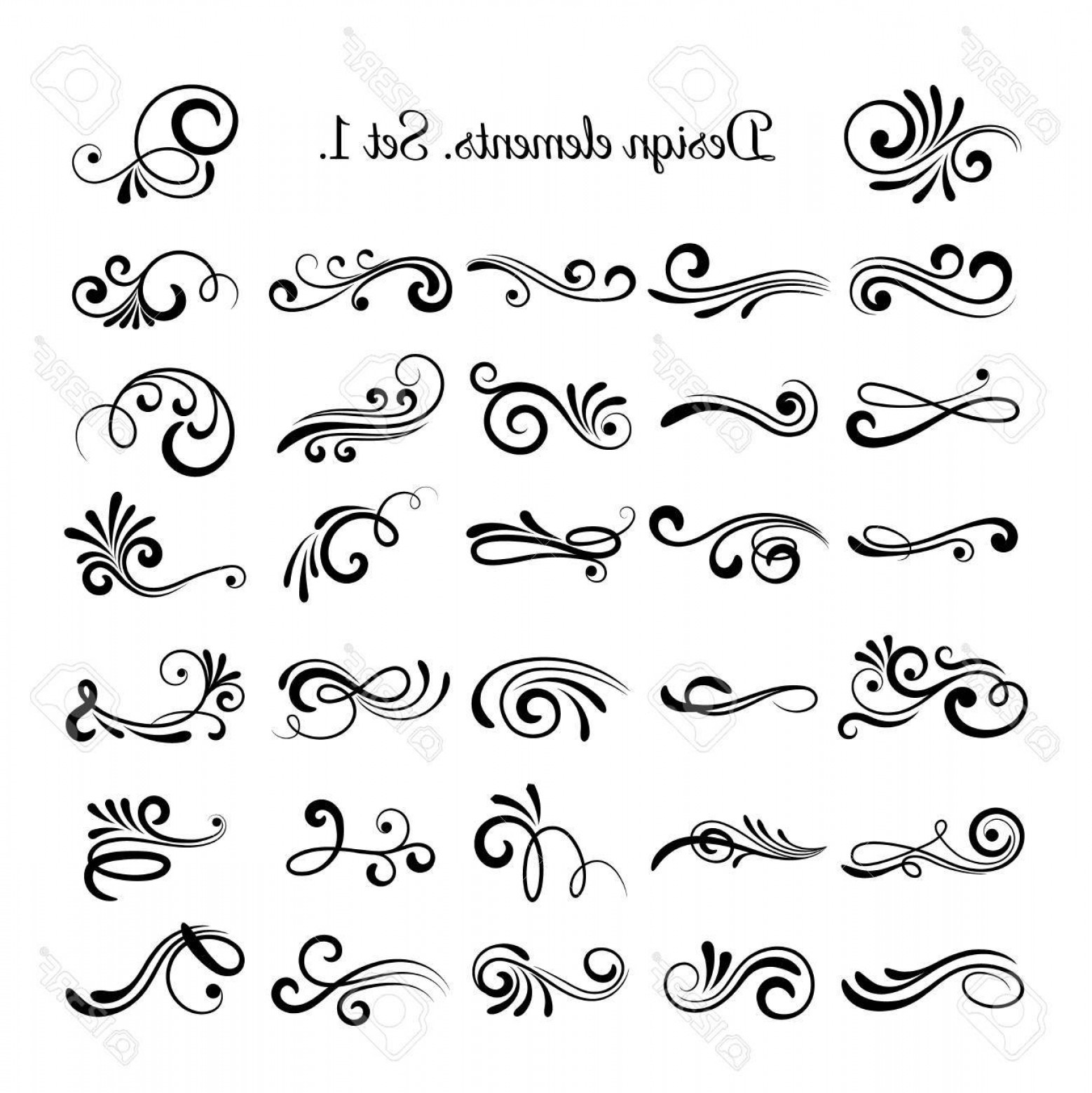 1558x1560 Photostock Vector Swirly Line Curl Patterns Isolated On White