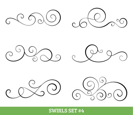 450x389 Set Of Six Vector Flourish Swirls Simple Black Contours On White