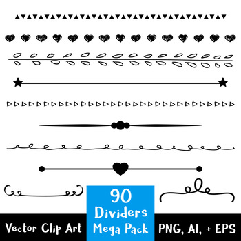 350x350 Simple Dividers Mega Pack, Flourish Clipart, Border Clip Art