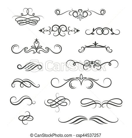 450x470 Decorative Lines Vector Flourish Scroll Design Elements Ornate Com