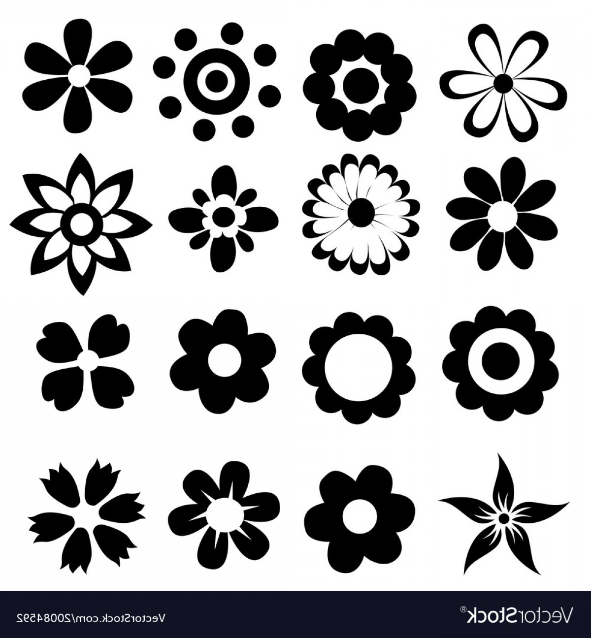 1200x1296 Silhouettes Of Simple Flowers Vector Soidergi