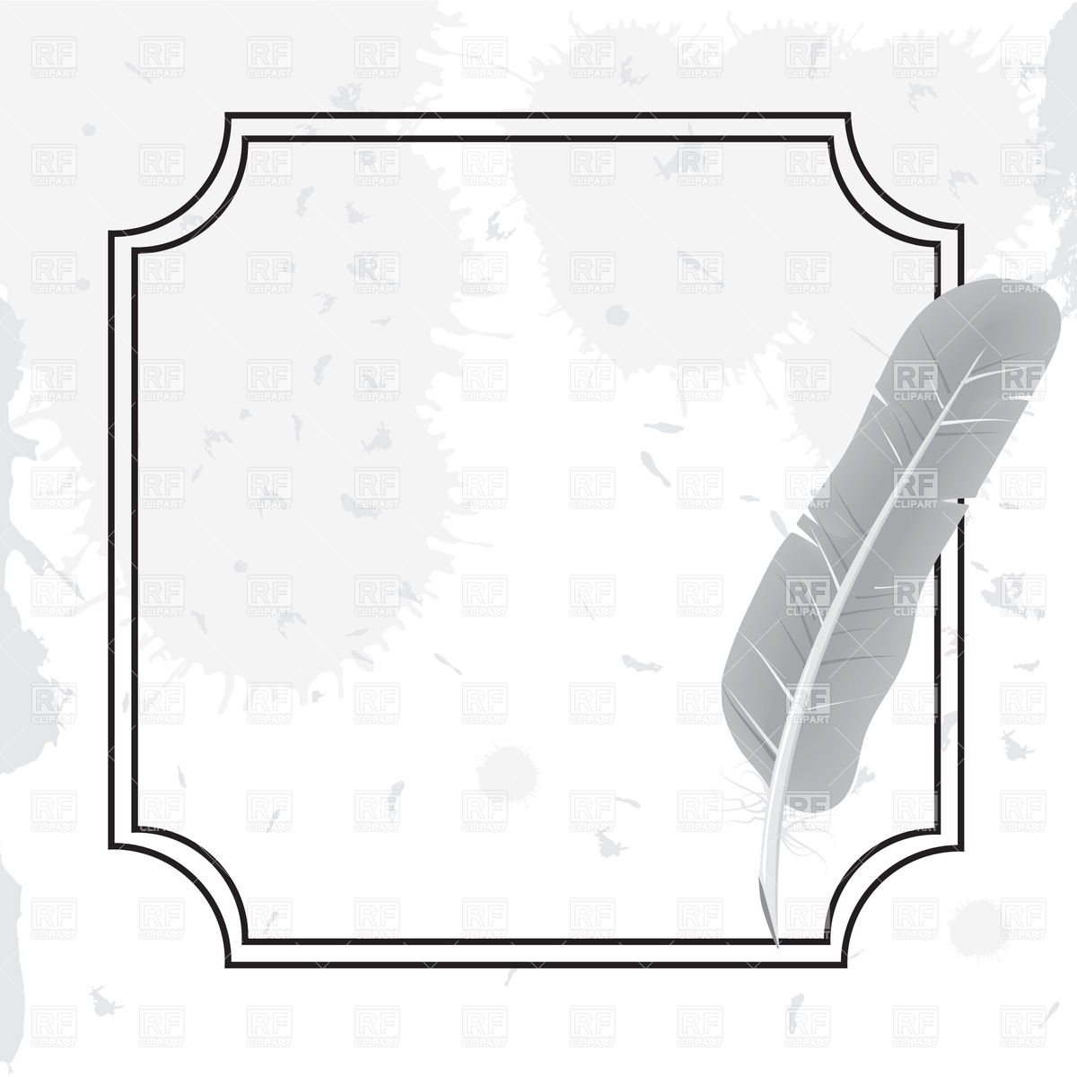 1200x1200 Simple Square Frame With Feather And Blot Vector Image Of Borders