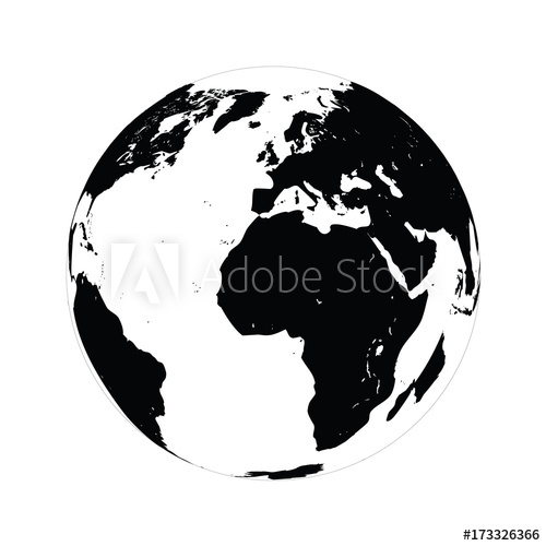 500x500 Simple Black Globe Vector Illustration On White Background