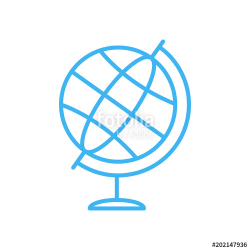 500x500 Simple Globe Icon Blue Line Globe Vector Icon Stock Image