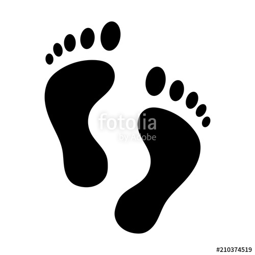 500x500 Simple Human Footprints Black Silhouette Isolated On White