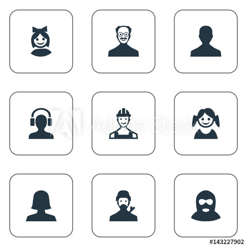 500x500 Vector Illustration Set Of Simple Human Icons Elements Felon