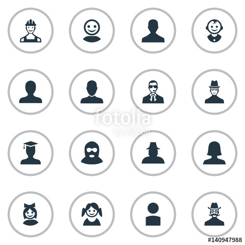 500x500 Vector Illustration Set Of Simple Human Icons Elements Job Man