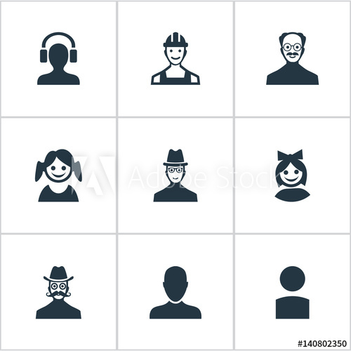 500x500 Vector Illustration Set Of Simple Human Icons Elements Male