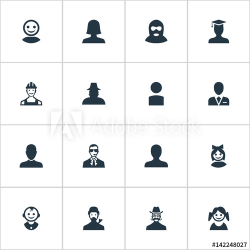 500x500 Vector Illustration Set Of Simple Human Icons Elements Woman User