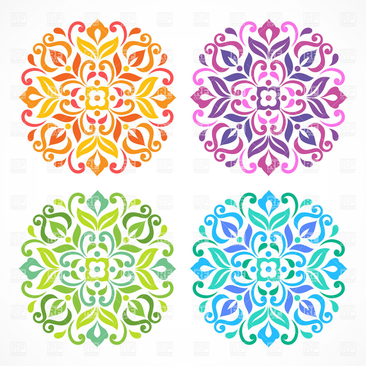 1200x1200 Set Of Simple Colorful Floral Mandalas Vector Image Of Design