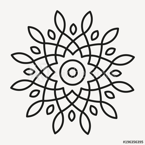 500x500 Simple Mandala Shape For Coloring Geometric Ornament Vector