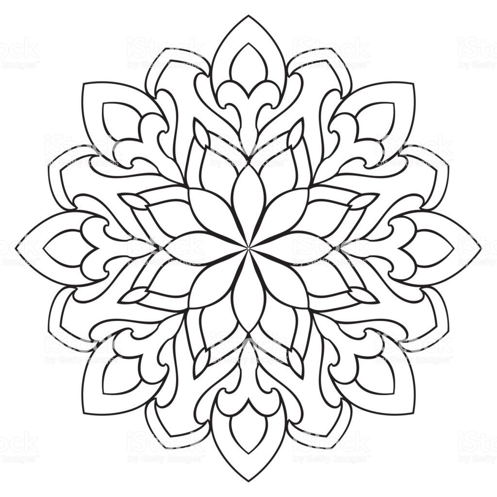 1024x1024 Vector Simple Mandala With Abstract Elements, Isolated On White