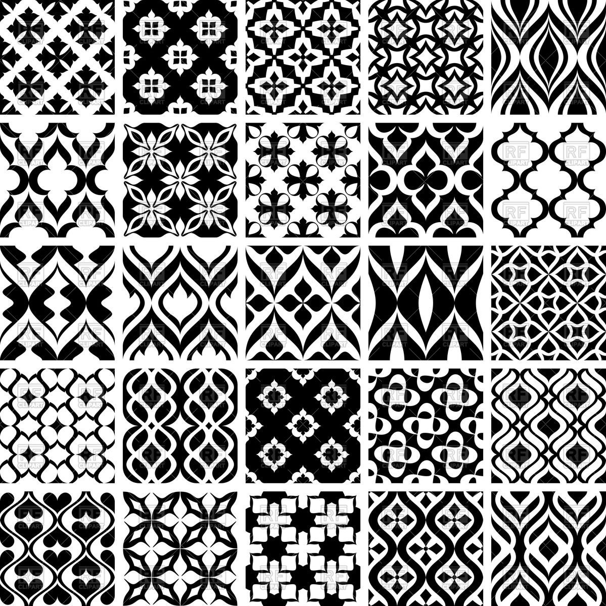 1199x1200 Black And White Seamless Simple Classic Patterns Vector Image