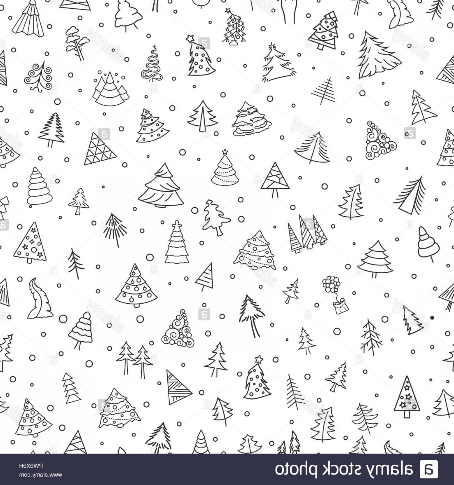 1560x1668 Christmas Tree Seamless Pattern Flat Design Simple Line Version