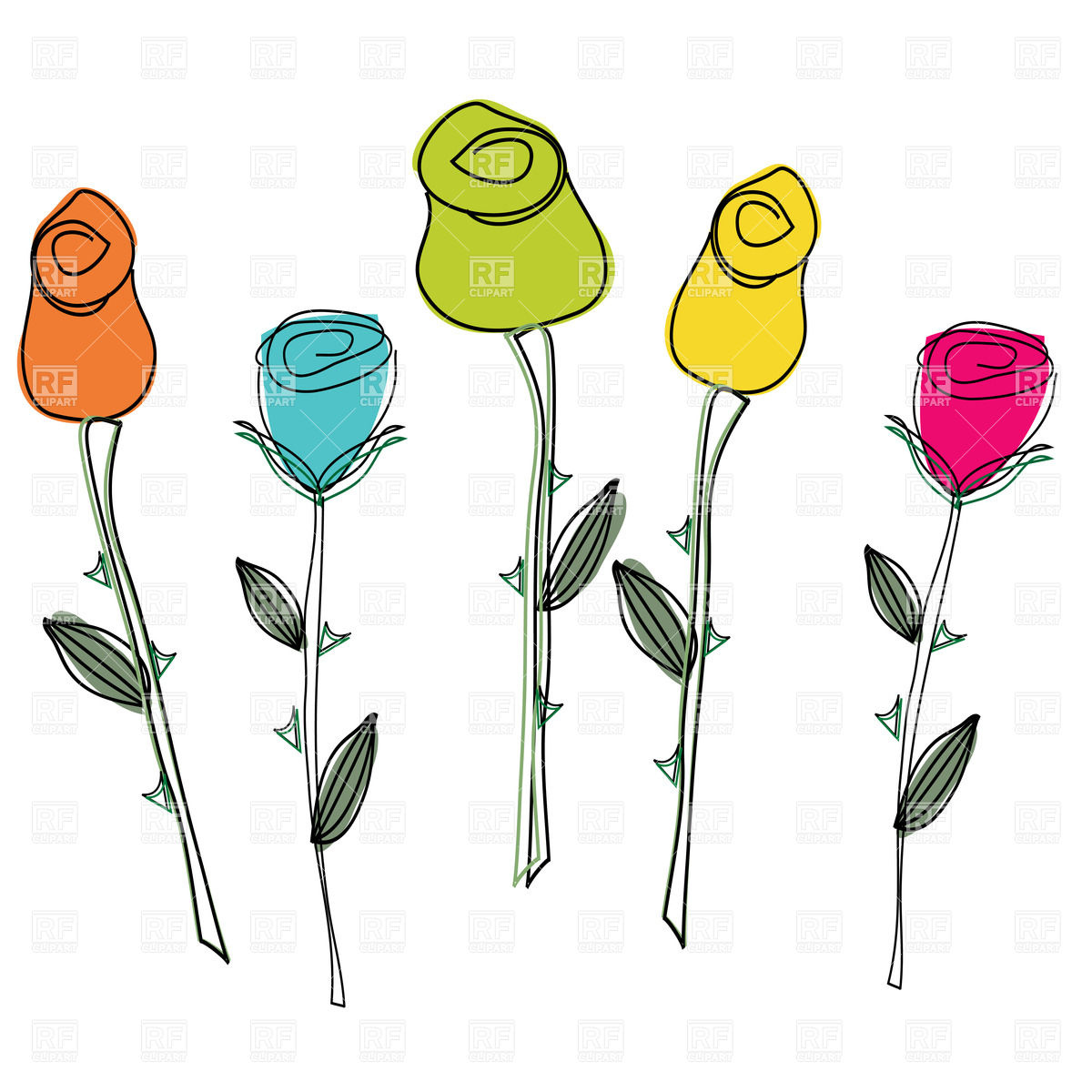 1200x1200 Stylized Motley Simple Roses Vector Image Of Plants And Animals