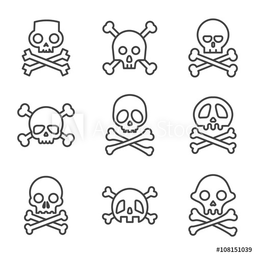500x500 Simple Skull And Crossbones Icon Outline Set